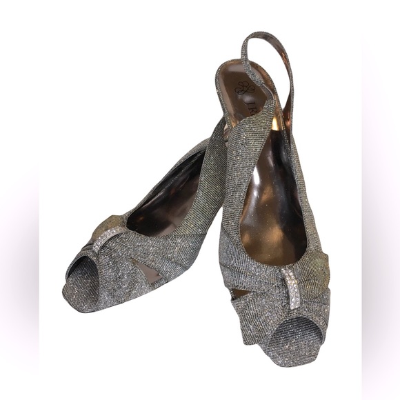 J RENEE Womens Slingback High Heels Sparkle Bows Rhinestones - Picture 2 of 16